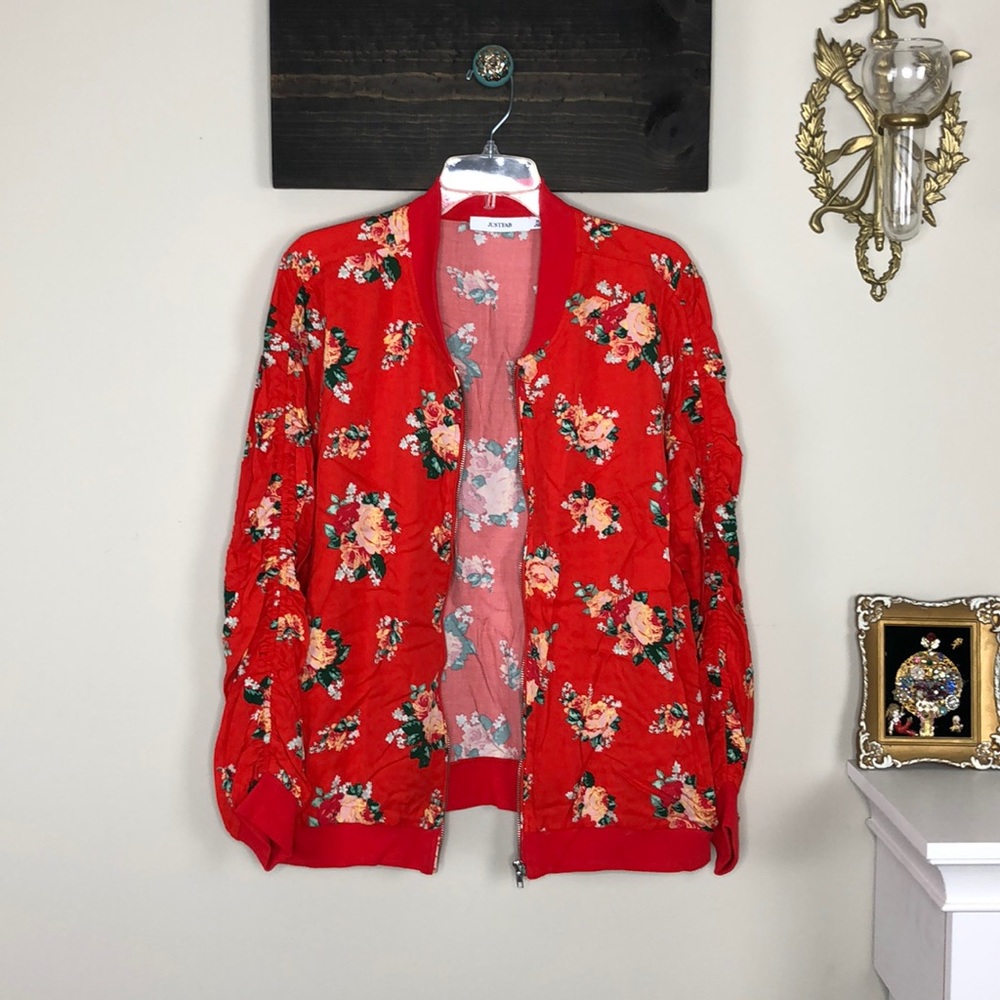 Bold floral bomber jacket